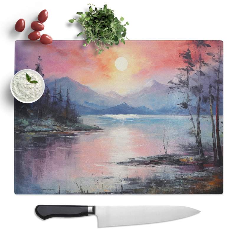 Lake Impressionism No.3  Glass Chopping Board