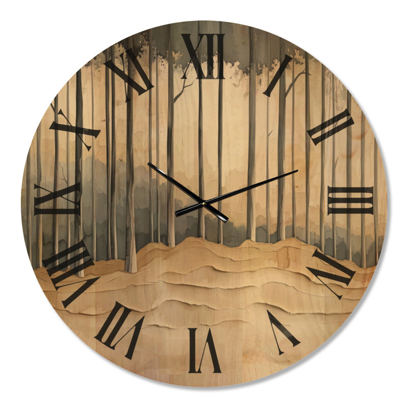 Horloge murale en bois Japandi « Dune Grove », Très grand