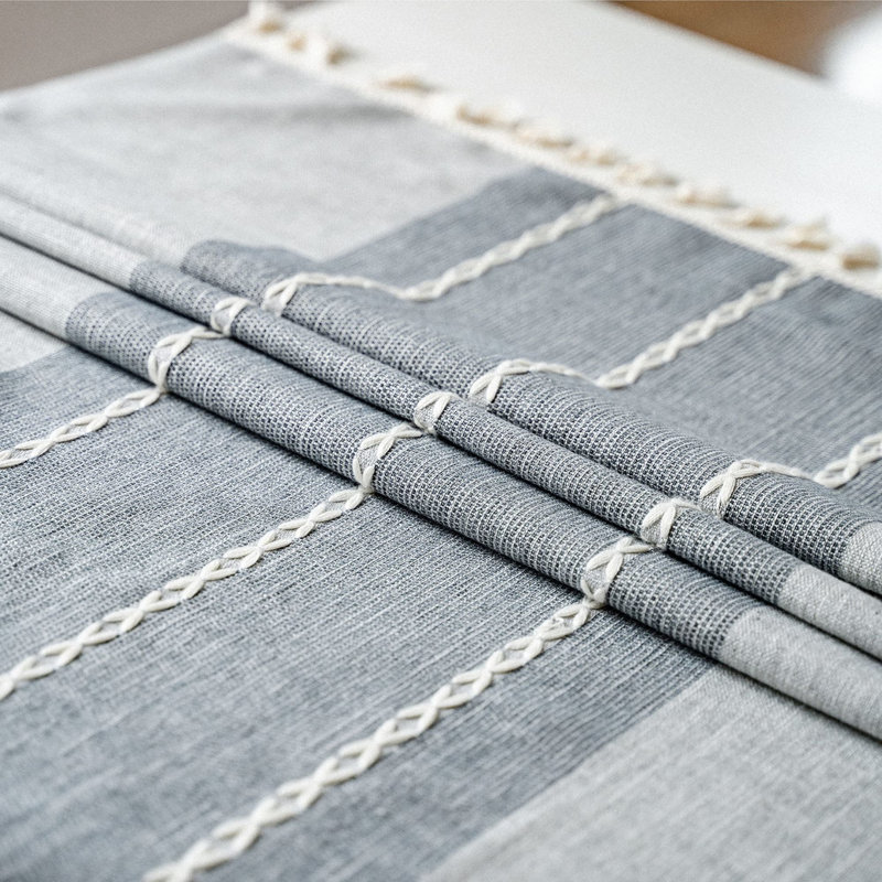 Nappe rayée en mélange de coton pour l'Action de grâce, 55 po x 102 po