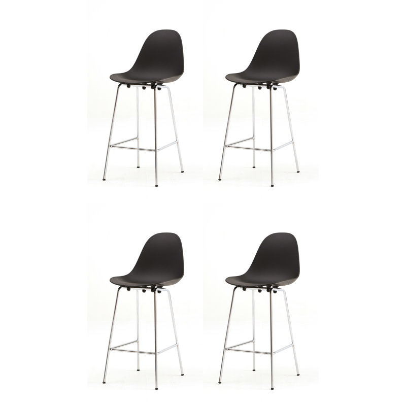 TA Bar & Counter Stool, Bar Stool (29.5" Seat Hight), Black, Chrome
