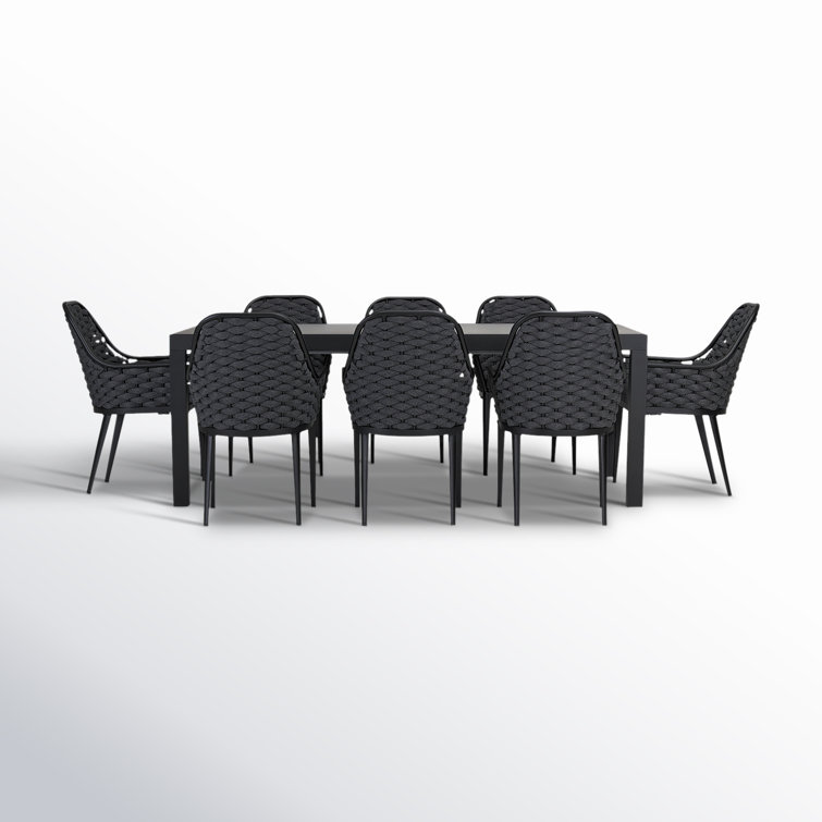 Interlude 8 - Person Metal Patio Dining Set with Extendable Rectangular Table