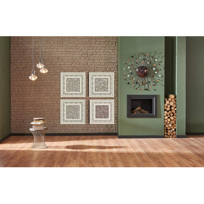 Impression sur toile, ensemble de 4 pièces d'art mural style mosaïque Kufi pour Ayatul Kursi, Falaq, Nas et Ikhlas
