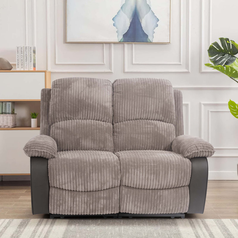 2 Seater Asbridge Fabric Reclining Sofa, Grey Corduroy