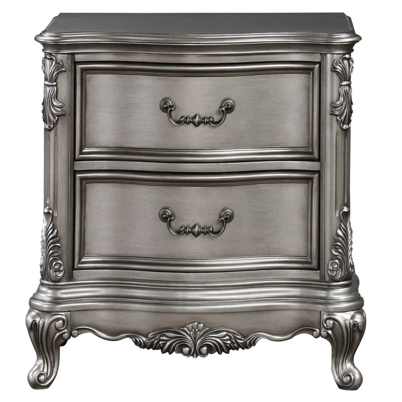 Table de chevet 2 tiroirs Antique Platinum