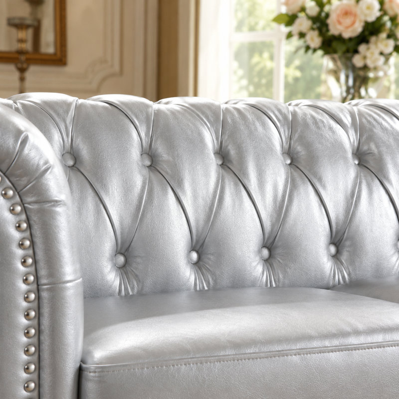 Canapé Chesterfield 3 places 84,65 po Aurelia, Silver