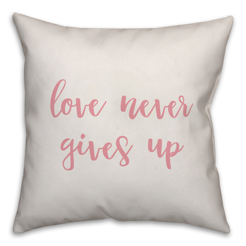  Coussin Love Love Gives Up, Coussin décoratif, Blanc / rose
