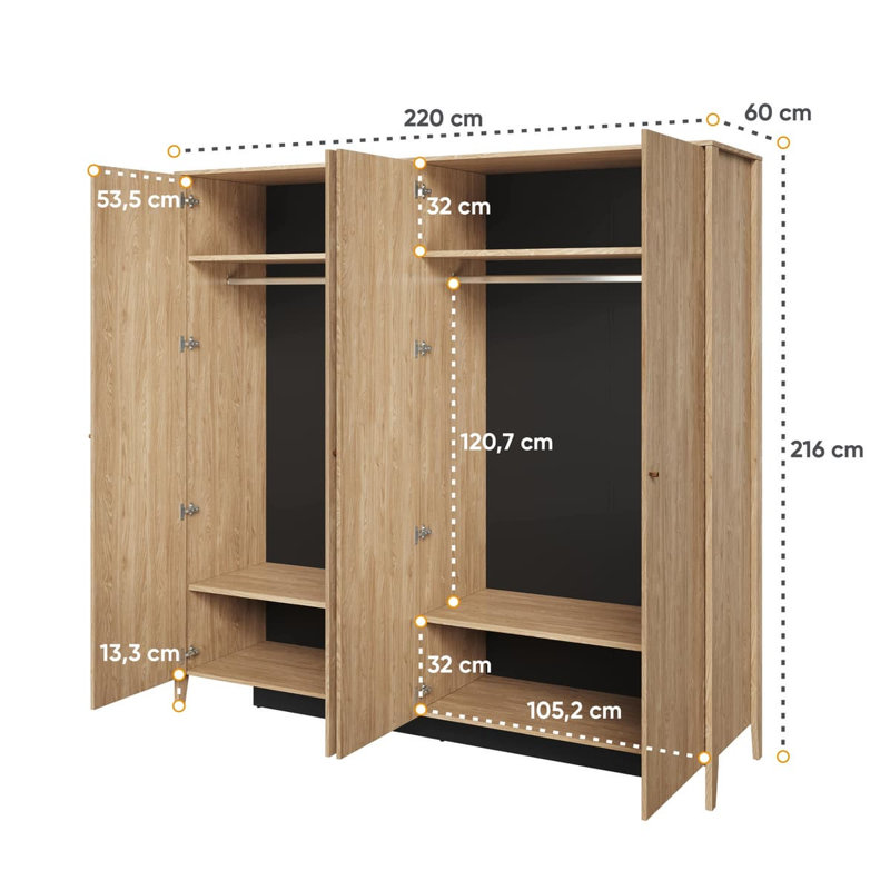 Delancy 4 Door Manufactured Wood Wardrobe