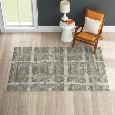 Mahaney Washable Striped Polyester Rug 