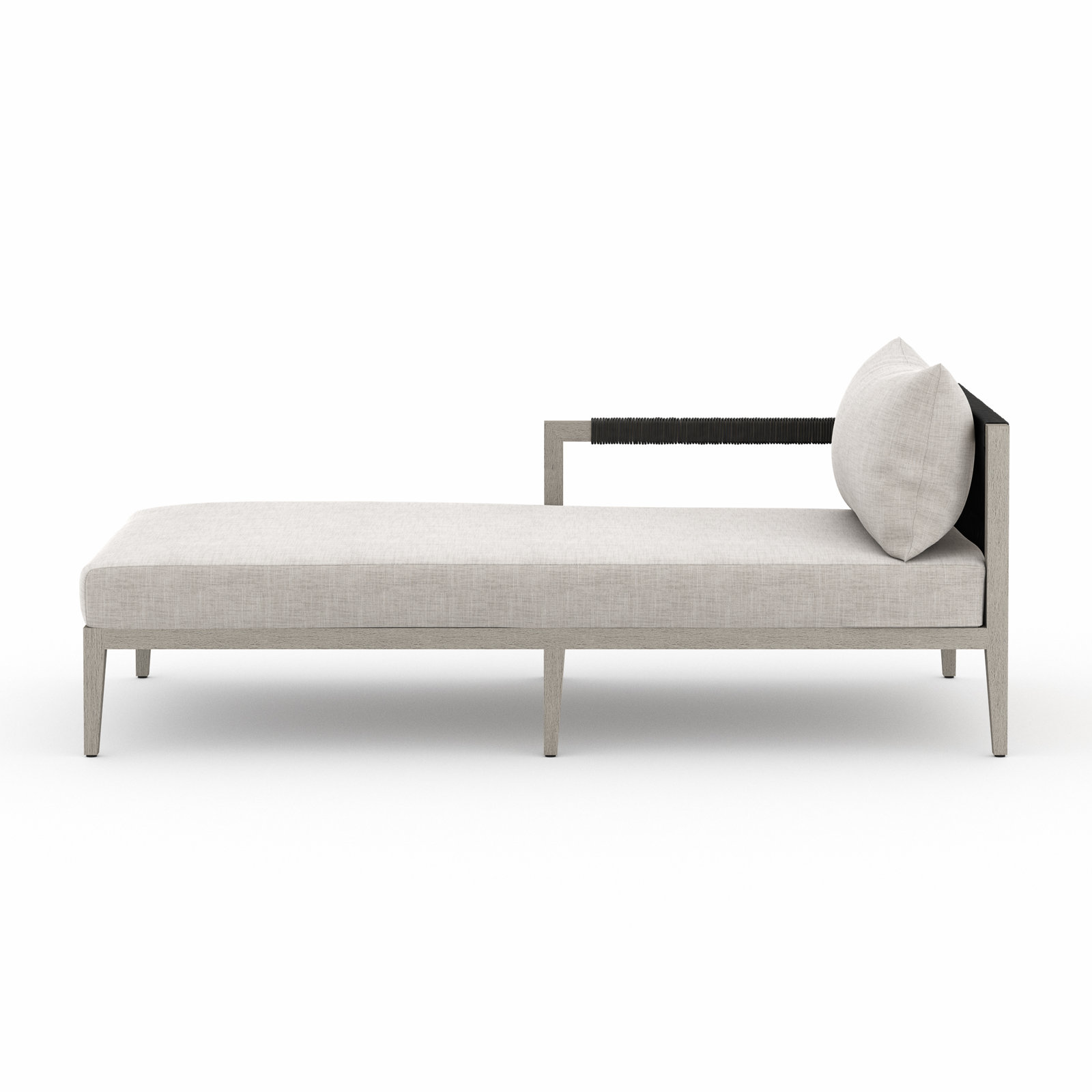 Kristine 33'' Outdoor Teak Chaise Lounge, Weathered Gray/Dark Gray, Polyester Blend Satin