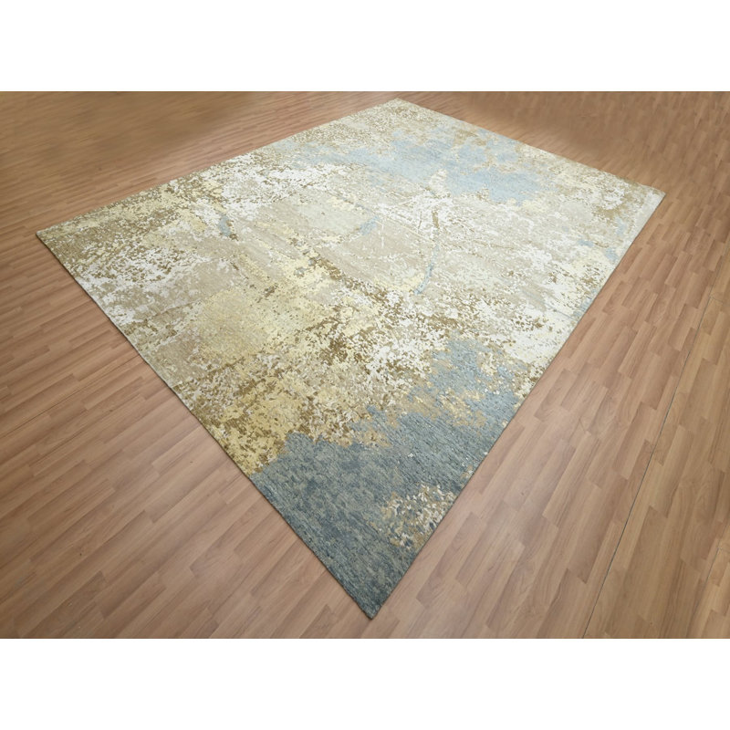 Tapis oriental brun en laine noué à la main 9 pi 0 po x 11 pi 10 po - MOA10283144