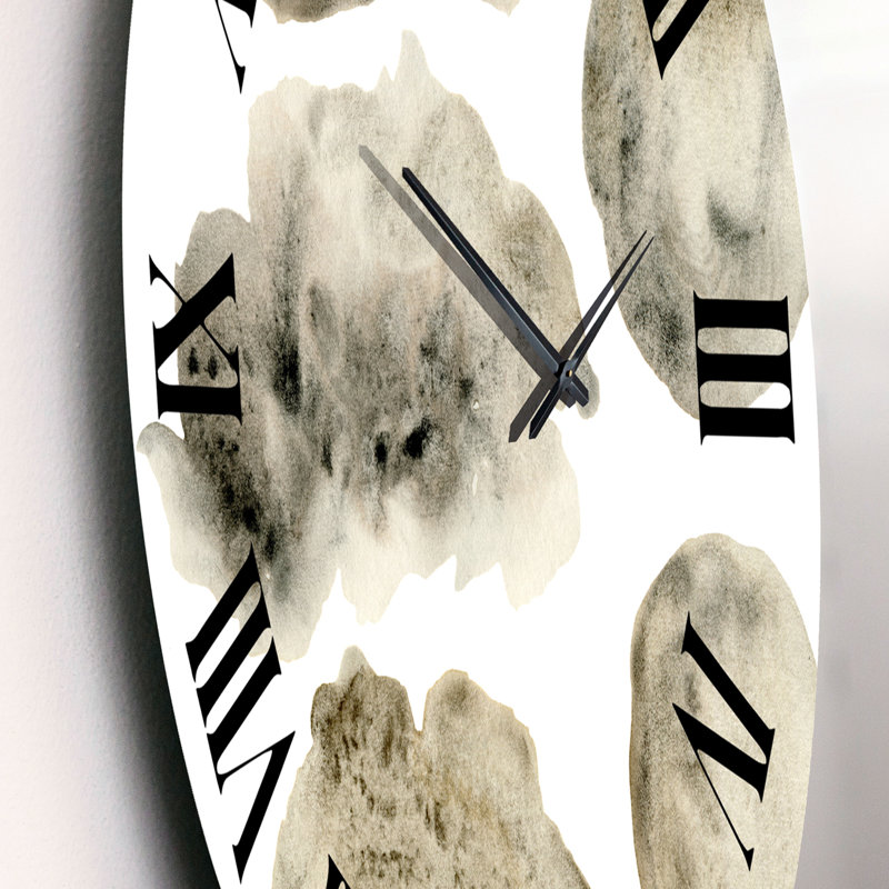 Gris et nuages dorés beige II - horloge murale moderne, Petit