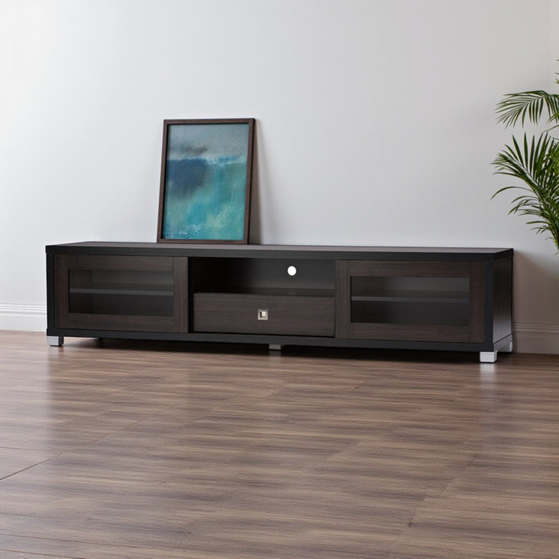 Isola TV Cabinet with 2 Sliding Doors and Drawers in Dark Brown, 70.06'' W X 15.49'' D X 15.34'' H