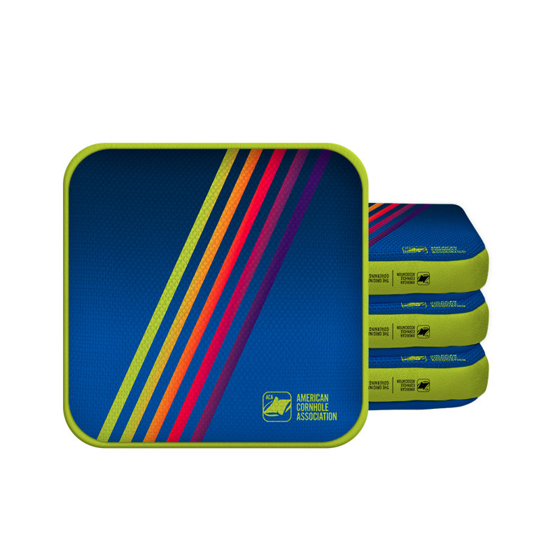 Sacs de cornhole rétro à rayures Synergy Edge, Bleu