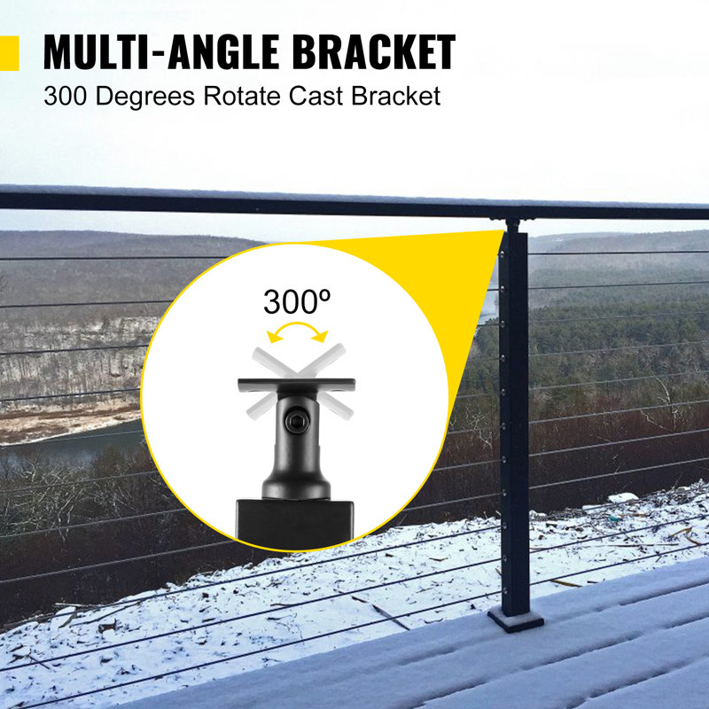 Cable Railing Post Level Deck Stair Post Handrail Post with Predrilled Holes, 42" H x 1.97" W x 1.97" D, Black