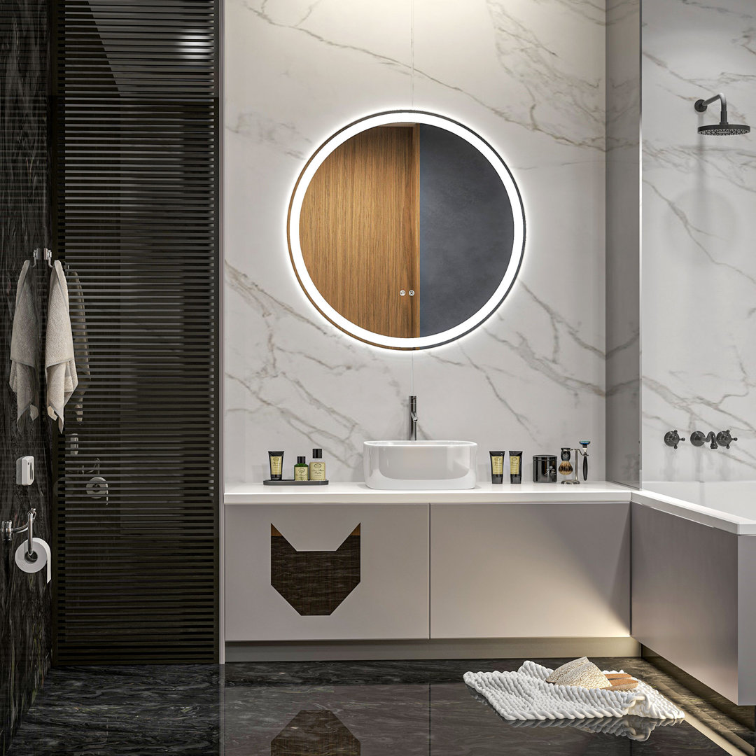 Bathroom Mirror, Bathroom Mirror With Led Lighting, 60 Cm Illuminated Mirror With Touch Function, Memory Function, No Fogging, Wall Mirror With Alumin