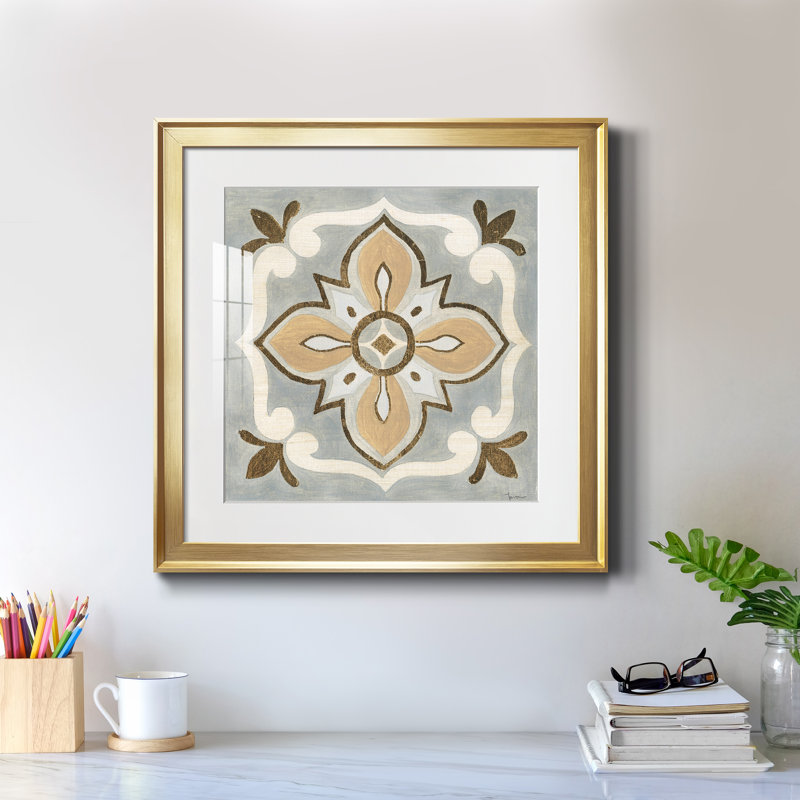 Mattonella III - Peinture encadrée, H 17,5 po x l 17,5 po x P 1,5 po, Doré