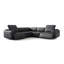 Canapé modulaire en forme de L en cuir Valentina, noir