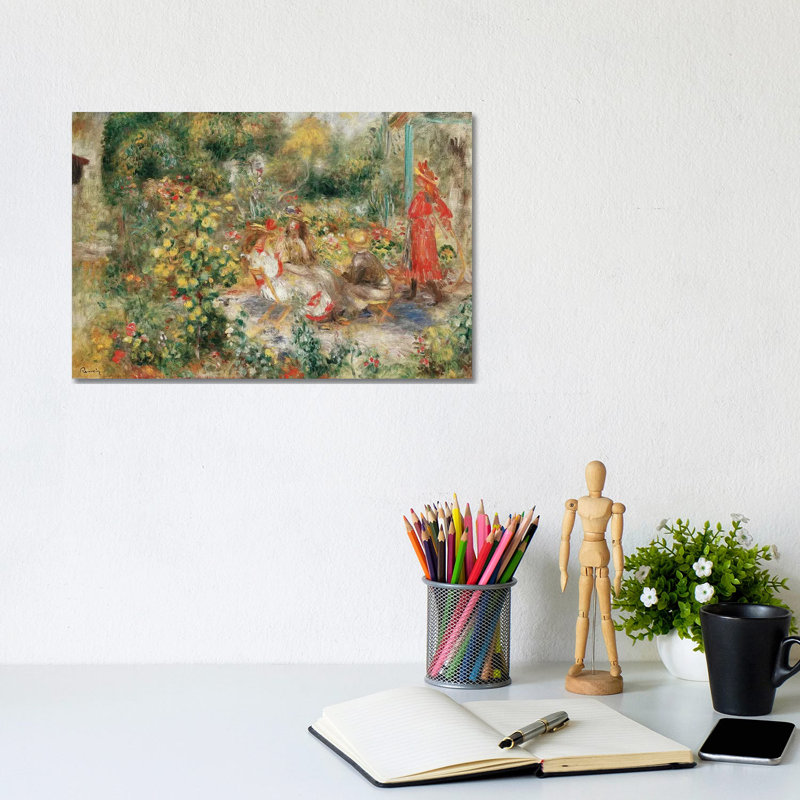 Girls In A Garden In Montmartre by Pierre-Auguste Renoir - Wrapped Canvas Gallery-Wrapped Canvas Giclée
