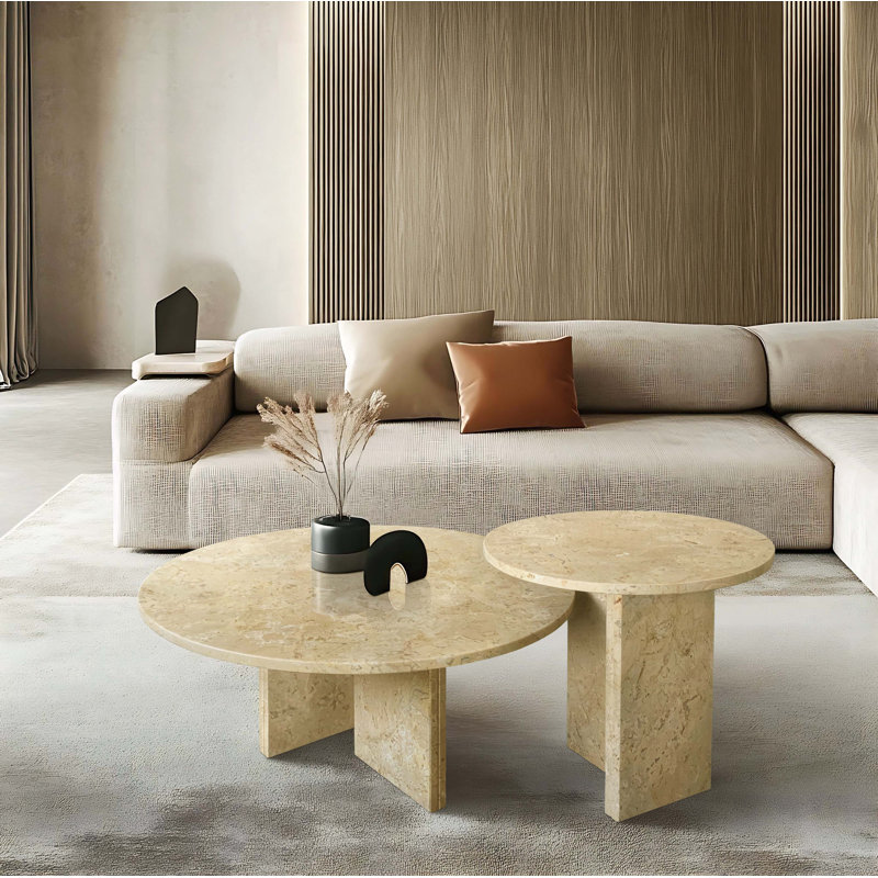 Exquisite Natural Marble Coffee Table Set, Blending Style and Functionality for a Sophisticated Living Space.