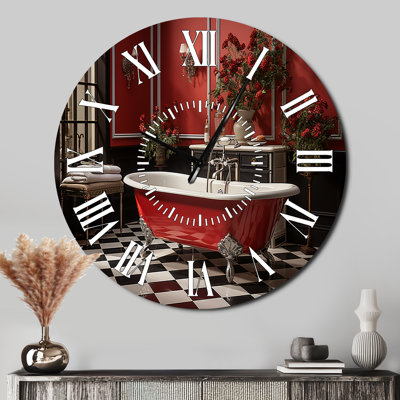 Horloge murale rouge et moderne pour salle de bain IV