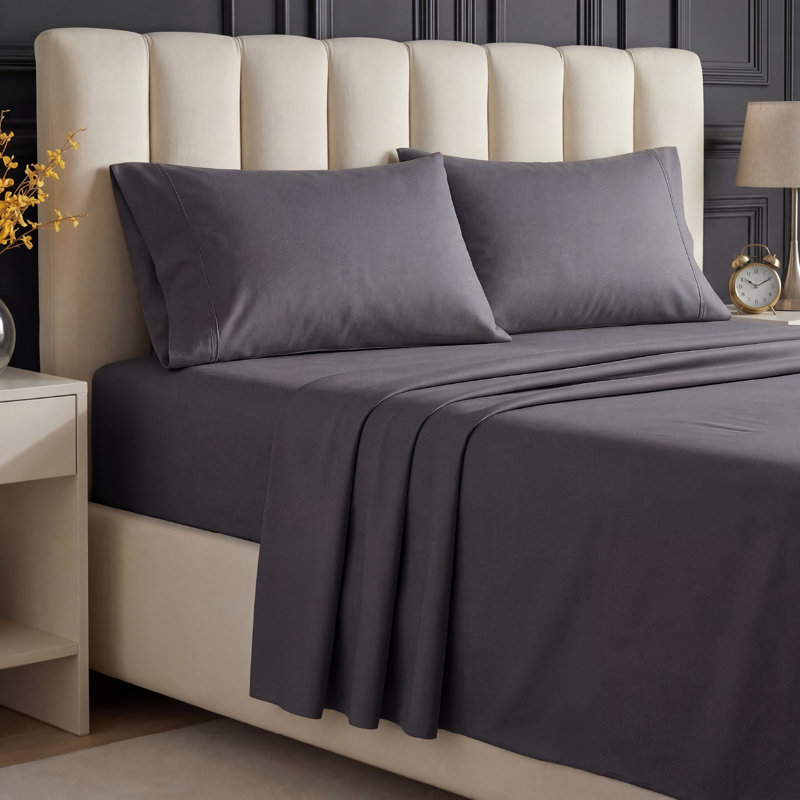 Ensemble de draps 4 pièces Beddora, Ensemble de draps pour très grand lit avec 2 taie, Fer forgé