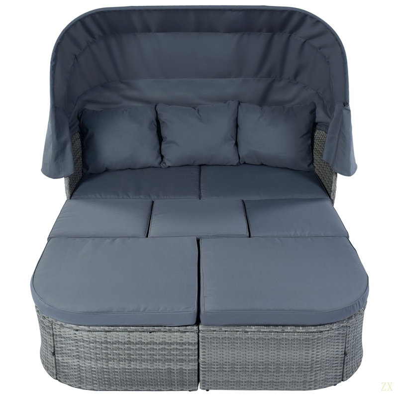 Méridienne d'extérieur avec lit escamotable, Gris