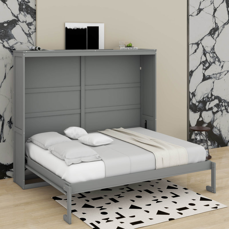 Queen Size Murphy Bed Wall Bed, Gray, Queen