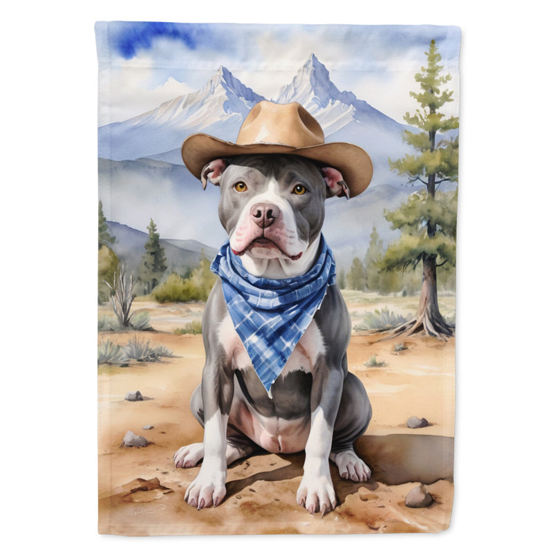 Drapeau Cowboy Welcome Garden, Bull-terrier noir