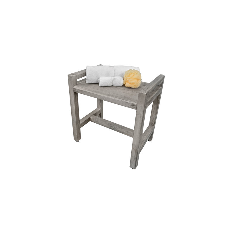 Antique Grey Teak Shower Bench with LiftAide Arms