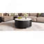 Table basse ronde moderne mobile avec roulettes, 2 tiroirs, plateau en pierre frittée à motif marbré, 29,5 po
