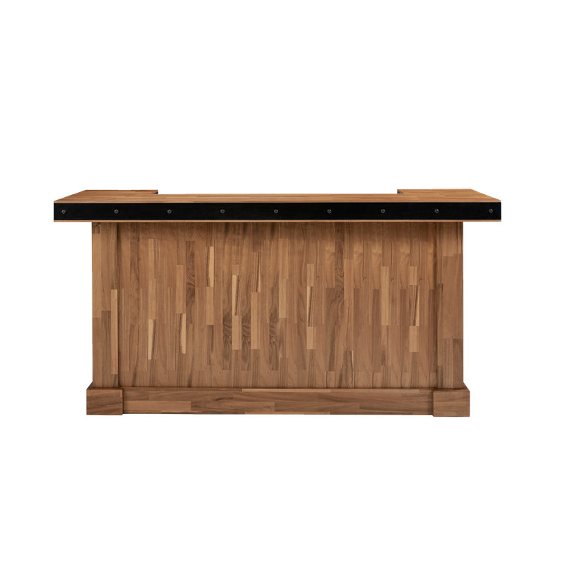 Knoxville Acacia Wood Home Bar with Matte Black Metal Accents
