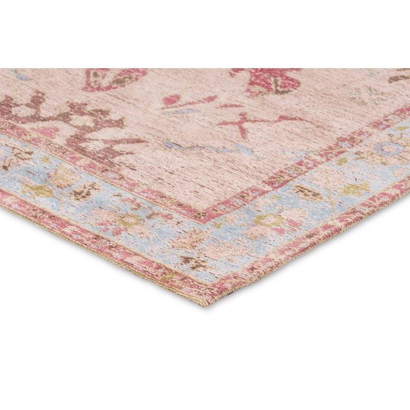 Cotton and Chenille Floral Rug, Tapis de couloir 2 pi 7 po x 16 pi 1 po