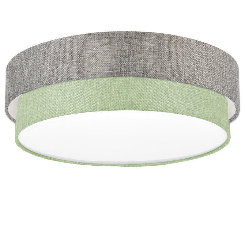 Avory Fabric Flush Mount, Silver Grey / Green