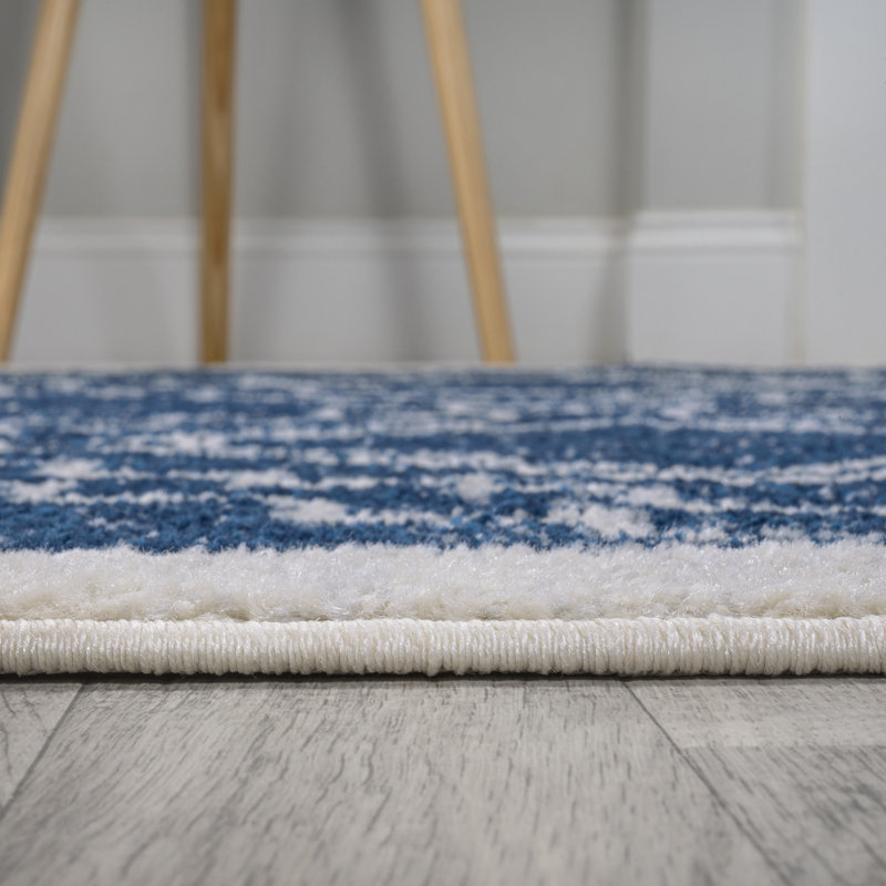Amir Moroccan Beni Souk Navy/Ivory Rug, Rectangle 4' x 6'