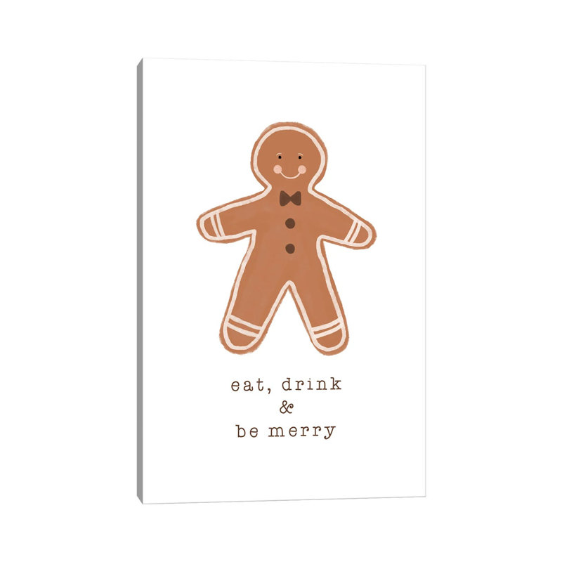 "Manger drink & be Merry" par Orara studio, reproduction d’art, H 18 po x l 12 po x 1,5 po, Toile tendue, Pas de tapis