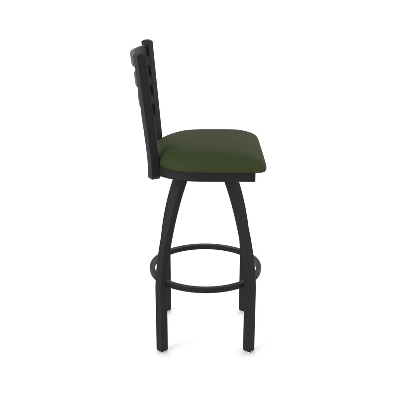 Tabouret pivotant Jackie, Noir froissé, Vinyle - pin Canter, Très grand (siège d'une hauteur de 36 po)