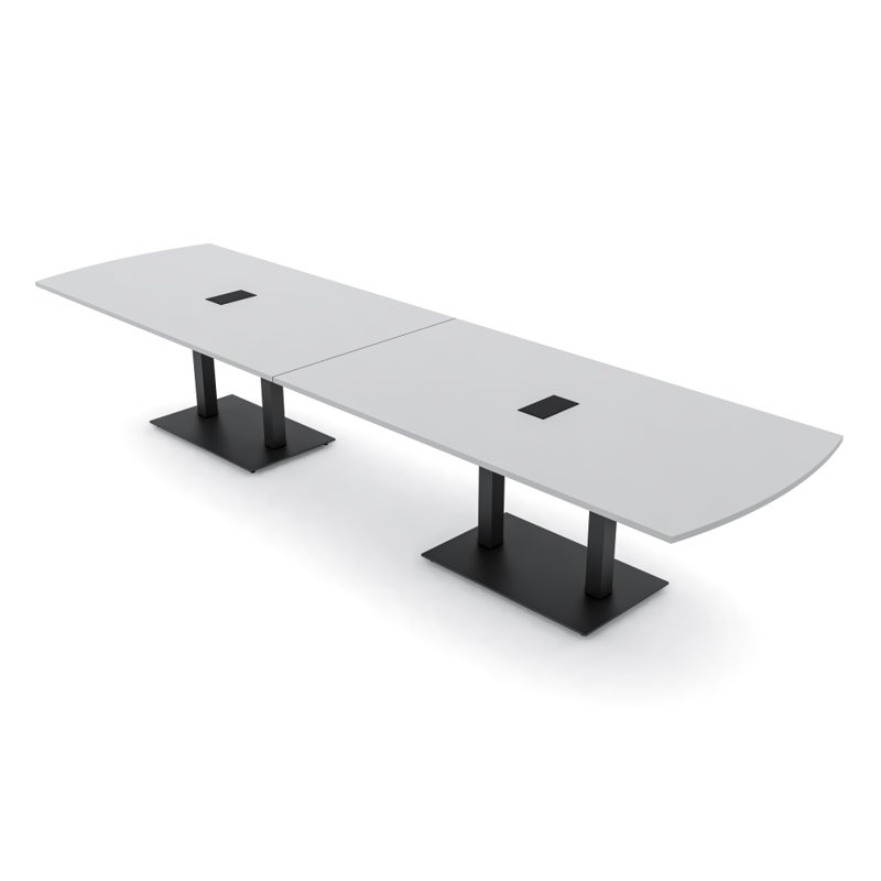 Table de conférence Pavert Arc Unité électrique, H 30 po x l 168 po x P 48 po, Noir mat, Gris brouillard
