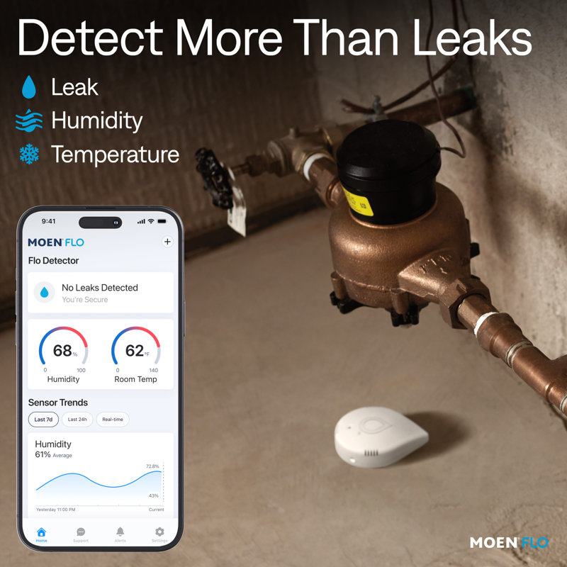 Moen Smart Water Leak Detector, 3 Pack
