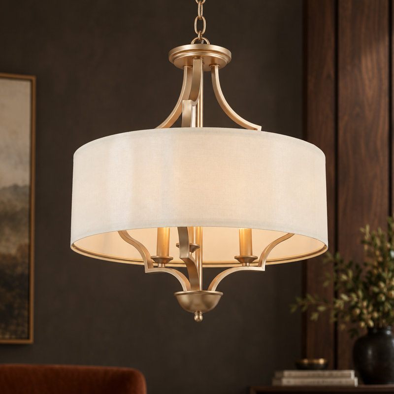 Lidia 3-Light Shaded Drum Chandelier
