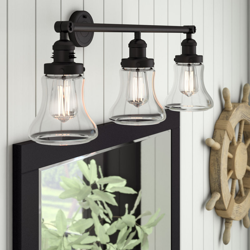 Éclairage de salle de bain à intensité variable 3 lumières Edda, Transparent, Ampoule incandescente rétro de 60 watts