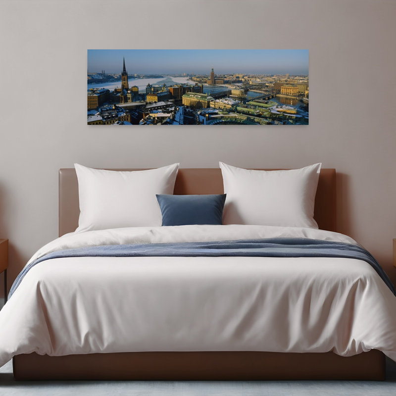 High angle view of a city Stockholm Sweden 1 Piece Wrapped Canvas Panoramic Wall Art, 40.64 cm H x 121.92 cm W