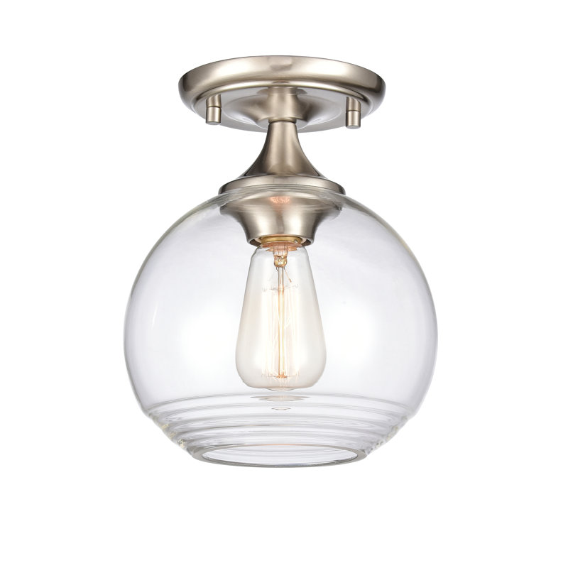 Plafonnier semi-encastré à 1 lumière de 8 po de large Angie - nickel satiné, Nickel
