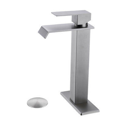 Robinet de lavabo de salle de bain à poignée simple avec bonde escamotable Waterfall