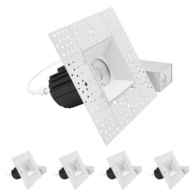 Projecteur encastré sans cadre 3 pouces DEL LUXRITE avec Jbox, Twist N 'Lock, 5CCT, 15W, 1000LM, CRI90, faisceau de 38 °, intensité variable, homologué IC, certifié humide, paquet de 4 ETL