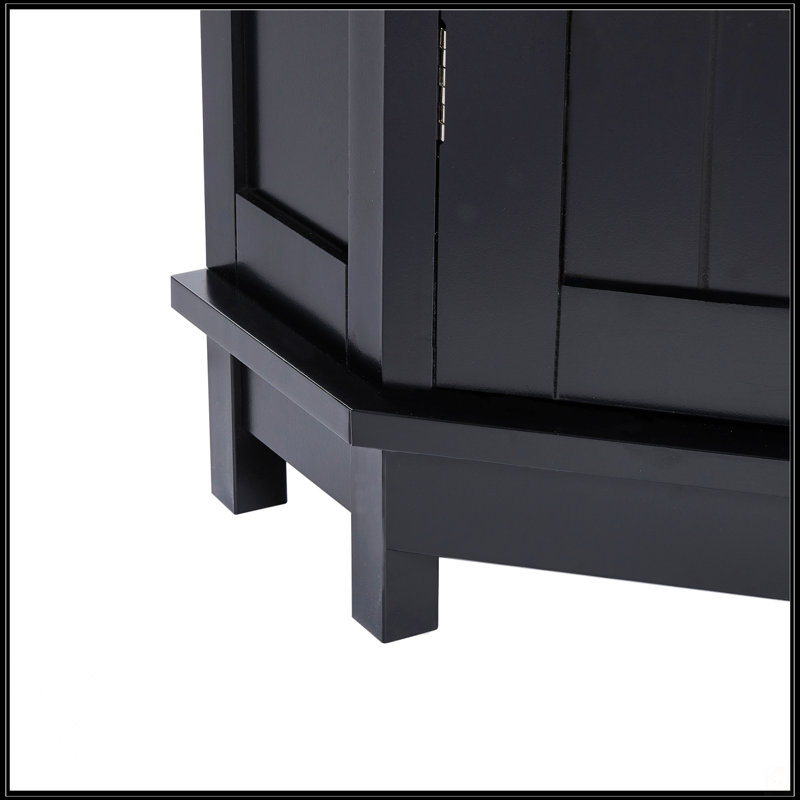 Armoire de salle de bain d'angle avec tablette réglable, Noir