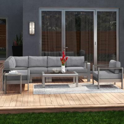 Ensemble de canapé modulaire d'extérieur en aluminium 6 pièces Shore