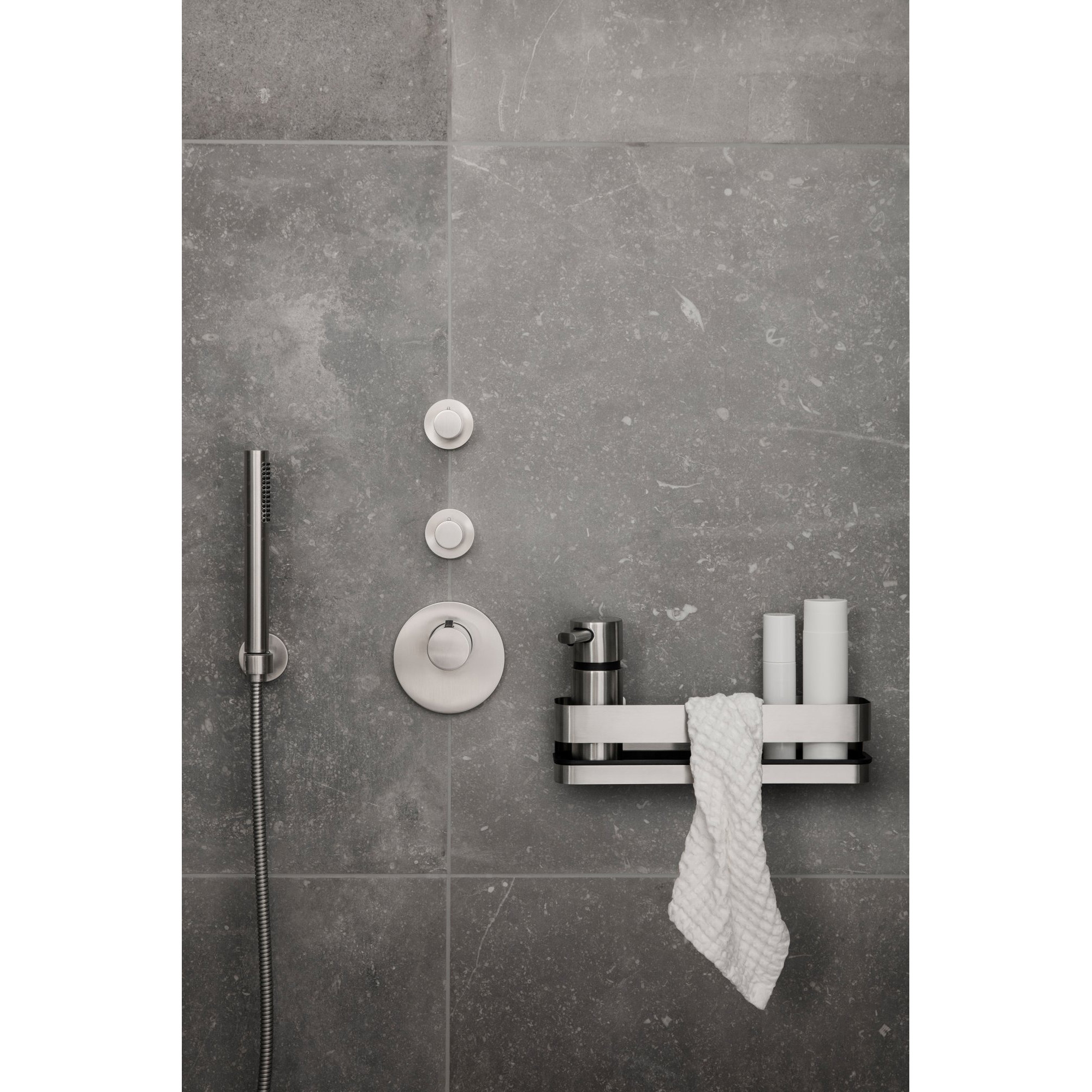 NEXIO Stainless Steel Shower Shelf, 3.3465" H x 9.8425" W x 4.7244" D, Matt Stainless Steel