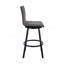 Tabouret de bar rotatif 26 po à hauteur de comptoir au fini noir mat avec similicuir gris