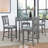5 Piece Dining Table Set, Wooden Dining Square Table Set for 4, Counter Height Kitchen Table Set with Square Table and 4 Upholstered Chairs for Small Space, Grey