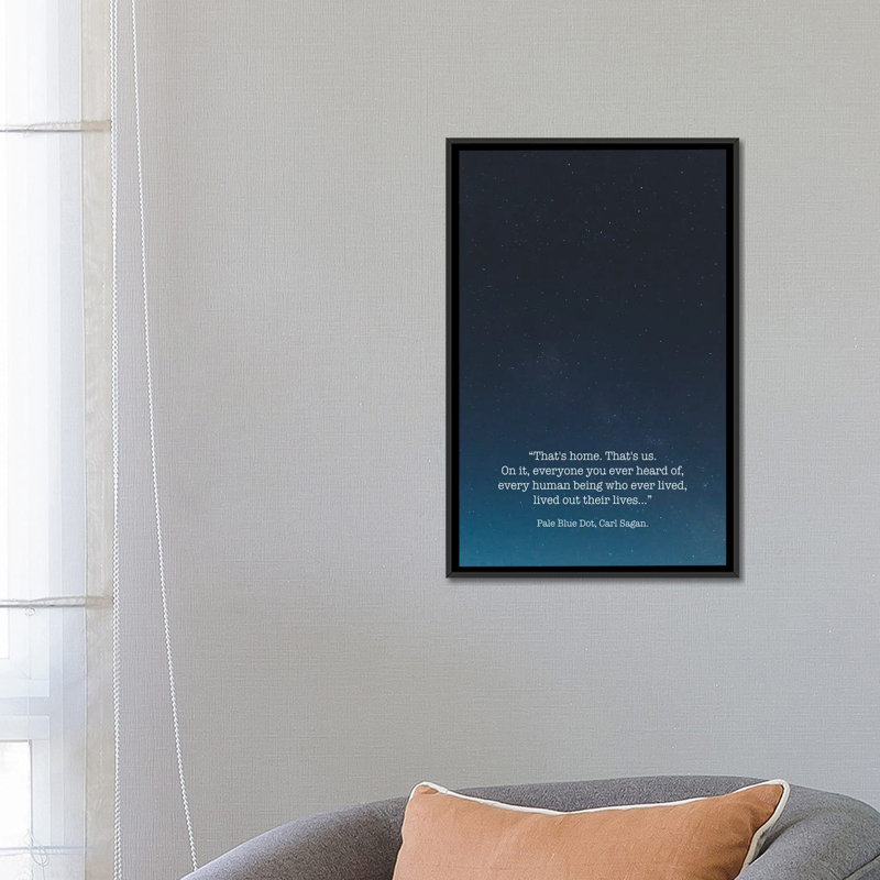 «Pale Blue Dot Carl Sagan», reproduction d'art textuel, Pas de tapis, H 26 po x l 18 po x 1,5 po, Toile avec cadre noir